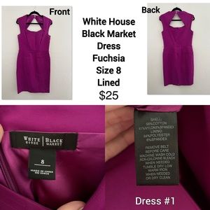 White House Black Market, size 8, fuchsia, lined sleeveless dress